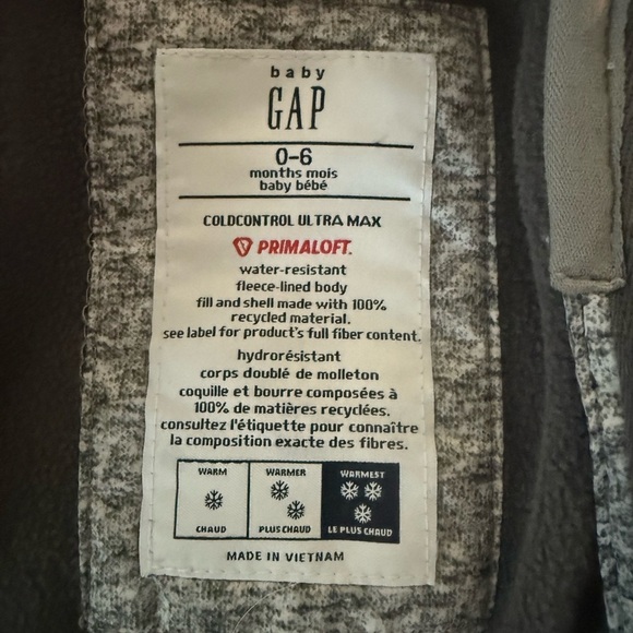 Baby Gap ColdControl Ultra Max Primaloft Fleece lined, baby snowsuit Size 0-6 mo - Picture 2 of 15